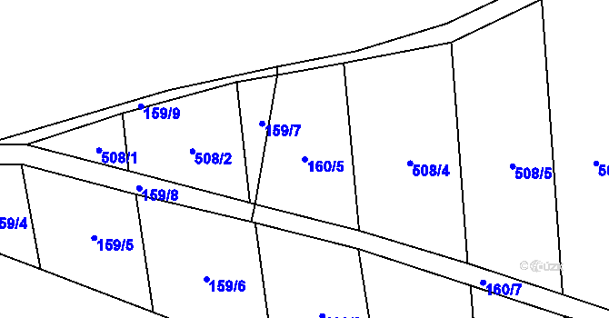 Parcela st. 160/5 v KÚ Doubrava u Kostomlat nad Labem, Katastrální mapa
