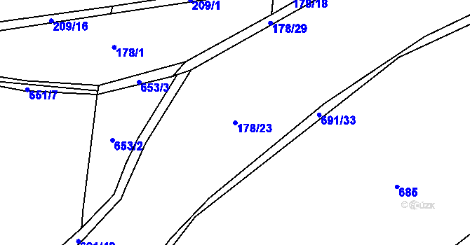 Parcela st. 178/23 v KÚ Doubrava u Kostomlat nad Labem, Katastrální mapa