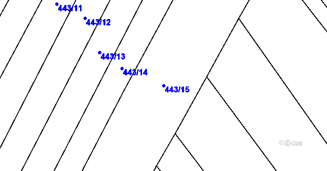 Parcela st. 443/15 v KÚ Doubrava u Kostomlat nad Labem, Katastrální mapa