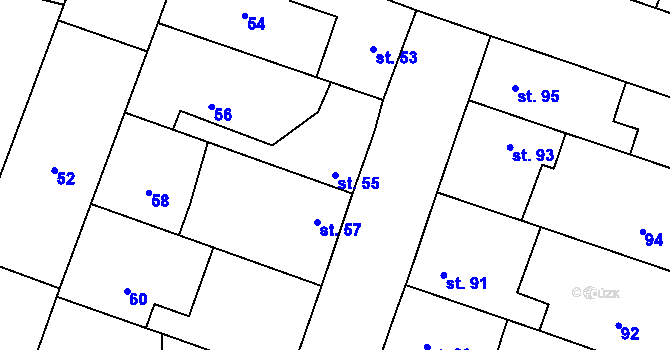 Parcela st. 55 v KÚ Kostomlaty nad Labem, Katastrální mapa