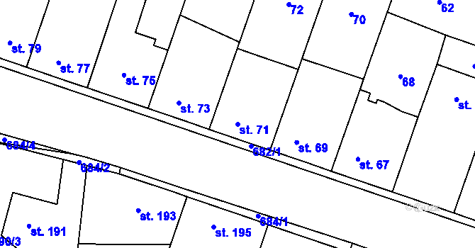 Parcela st. 71 v KÚ Kostomlaty nad Labem, Katastrální mapa