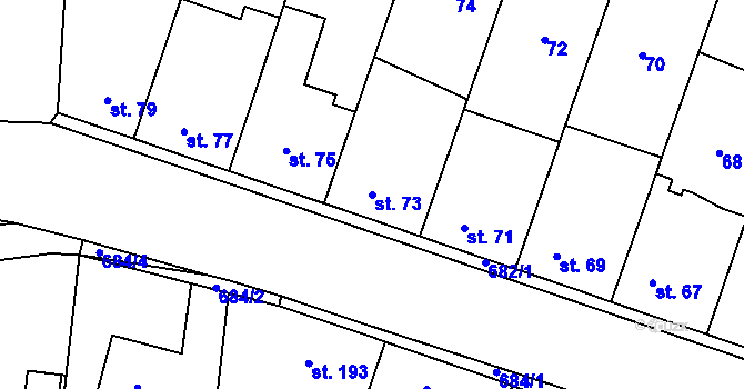 Parcela st. 73 v KÚ Kostomlaty nad Labem, Katastrální mapa