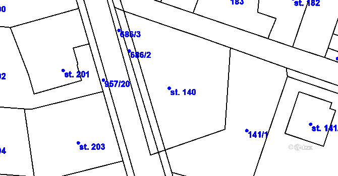Parcela st. 140 v KÚ Kostomlaty nad Labem, Katastrální mapa