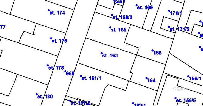 Parcela st. 163 v KÚ Kostomlaty nad Labem, Katastrální mapa