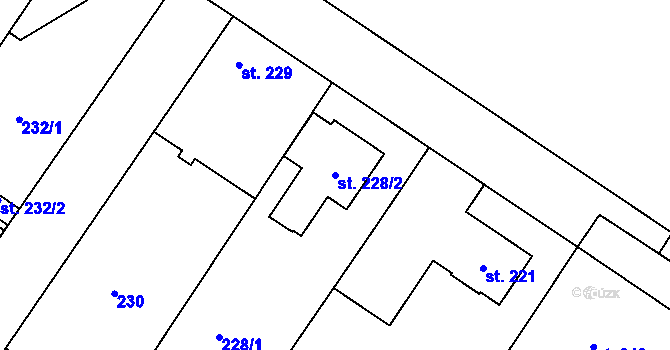 Parcela st. 228/2 v KÚ Kostomlaty nad Labem, Katastrální mapa