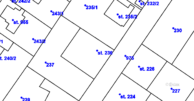 Parcela st. 236 v KÚ Kostomlaty nad Labem, Katastrální mapa