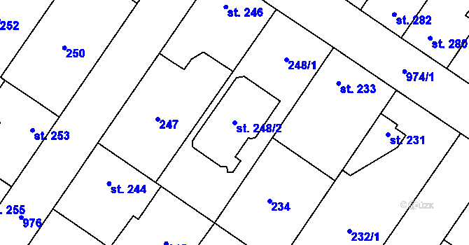 Parcela st. 248/2 v KÚ Kostomlaty nad Labem, Katastrální mapa