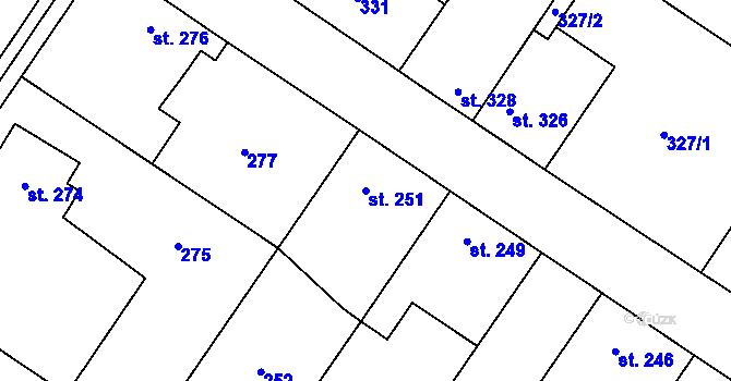 Parcela st. 251 v KÚ Kostomlaty nad Labem, Katastrální mapa