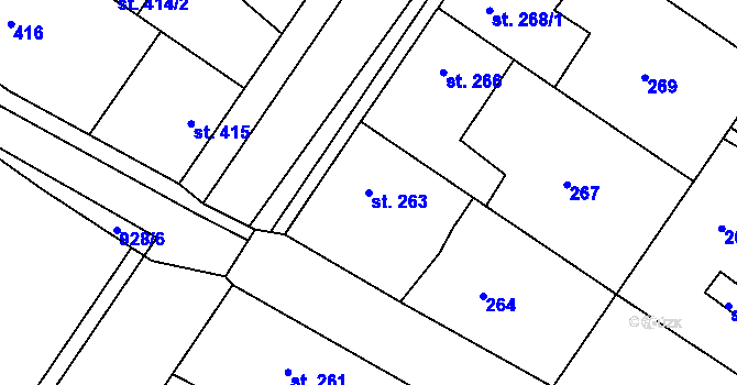 Parcela st. 263 v KÚ Kostomlaty nad Labem, Katastrální mapa