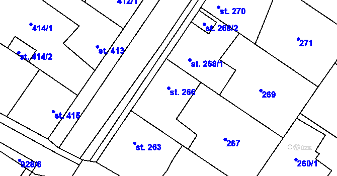 Parcela st. 266 v KÚ Kostomlaty nad Labem, Katastrální mapa