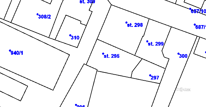 Parcela st. 295 v KÚ Kostomlaty nad Labem, Katastrální mapa