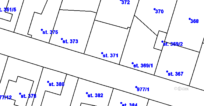 Parcela st. 371 v KÚ Kostomlaty nad Labem, Katastrální mapa