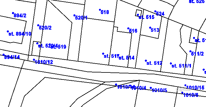 Parcela st. 517 v KÚ Kostomlaty nad Labem, Katastrální mapa