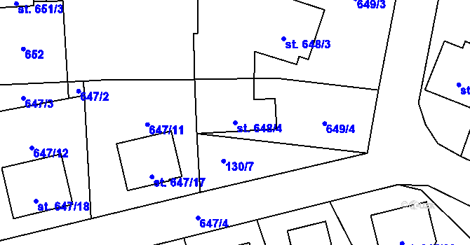 Parcela st. 648/4 v KÚ Kostomlaty nad Labem, Katastrální mapa