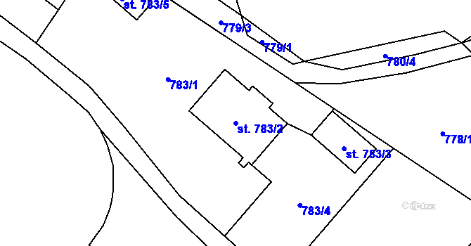 Parcela st. 783/2 v KÚ Kostomlaty nad Labem, Katastrální mapa