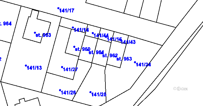 Parcela st. 962 v KÚ Kostomlaty nad Labem, Katastrální mapa