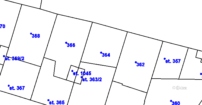 Parcela st. 364 v KÚ Kostomlaty nad Labem, Katastrální mapa