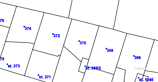 Parcela st. 370 v KÚ Kostomlaty nad Labem, Katastrální mapa