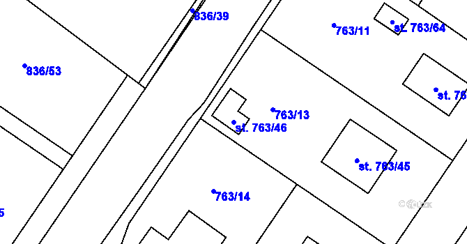 Parcela st. 763/46 v KÚ Kostomlaty nad Labem, Katastrální mapa