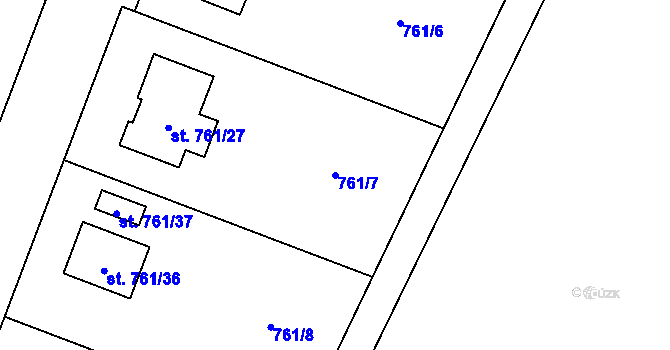 Parcela st. 761/7 v KÚ Kostomlaty nad Labem, Katastrální mapa