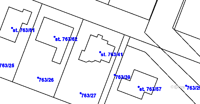 Parcela st. 763/41 v KÚ Kostomlaty nad Labem, Katastrální mapa