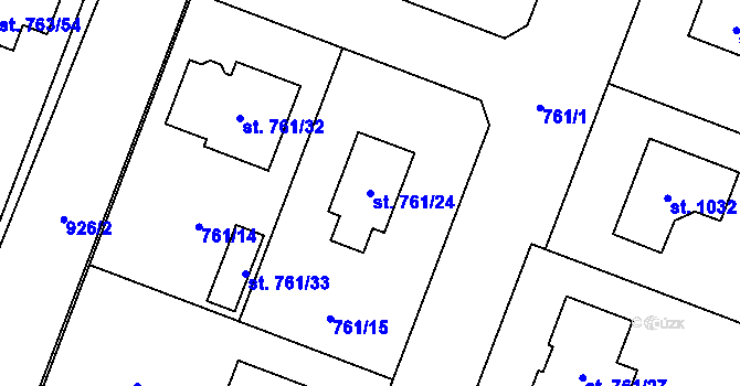 Parcela st. 761/24 v KÚ Kostomlaty nad Labem, Katastrální mapa