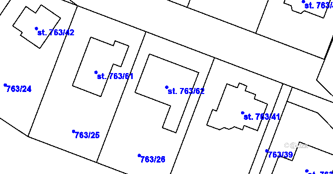 Parcela st. 763/62 v KÚ Kostomlaty nad Labem, Katastrální mapa