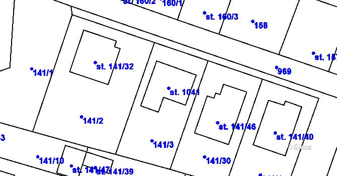 Parcela st. 1041 v KÚ Kostomlaty nad Labem, Katastrální mapa