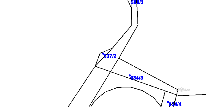 Parcela st. 537/2 v KÚ Kostomlaty nad Labem, Katastrální mapa