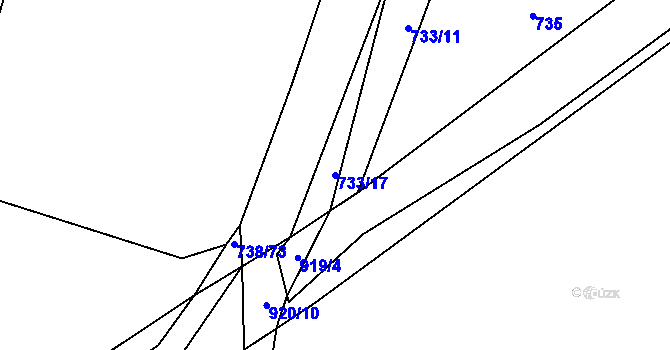 Parcela st. 733/17 v KÚ Kostomlaty nad Labem, Katastrální mapa
