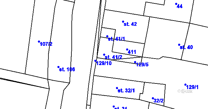 Parcela st. 41/2 v KÚ Lány u Kostomlat nad Labem, Katastrální mapa