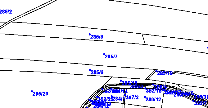 Parcela st. 285/7 v KÚ Lány u Kostomlat nad Labem, Katastrální mapa