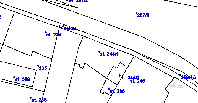 Parcela st. 244/1 v KÚ Lány u Kostomlat nad Labem, Katastrální mapa