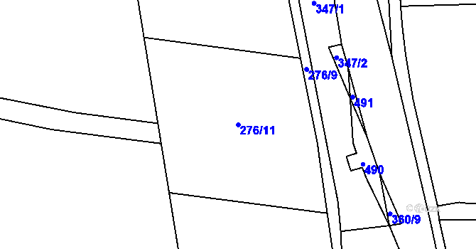 Parcela st. 276/11 v KÚ Lány u Kostomlat nad Labem, Katastrální mapa