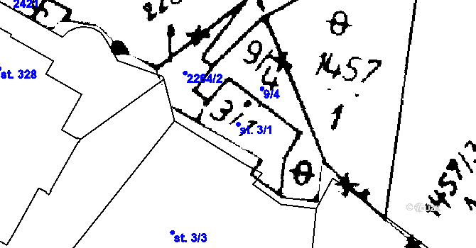 Parcela st. 3/1 v KÚ Kostomlaty pod Milešovkou, Katastrální mapa