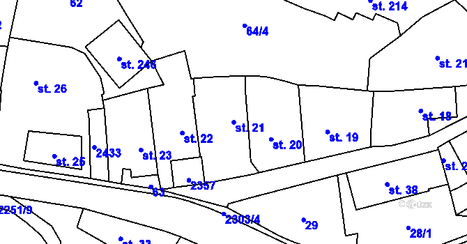 Parcela st. 21 v KÚ Kostomlaty pod Milešovkou, Katastrální mapa