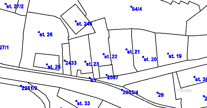 Parcela st. 22 v KÚ Kostomlaty pod Milešovkou, Katastrální mapa