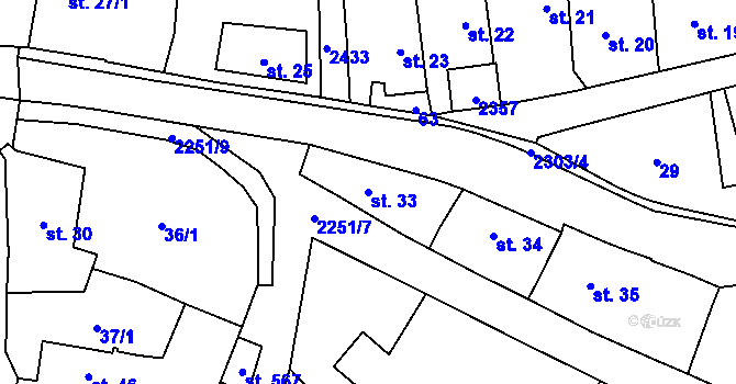 Parcela st. 33 v KÚ Kostomlaty pod Milešovkou, Katastrální mapa