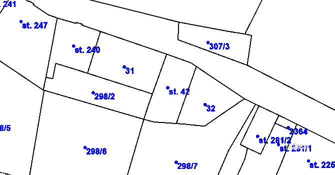Parcela st. 42 v KÚ Kostomlaty pod Milešovkou, Katastrální mapa