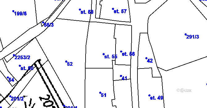 Parcela st. 55 v KÚ Kostomlaty pod Milešovkou, Katastrální mapa
