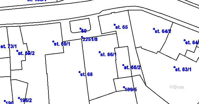 Parcela st. 66/1 v KÚ Kostomlaty pod Milešovkou, Katastrální mapa