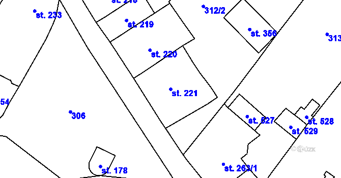 Parcela st. 221 v KÚ Kostomlaty pod Milešovkou, Katastrální mapa