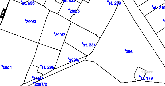 Parcela st. 254 v KÚ Kostomlaty pod Milešovkou, Katastrální mapa
