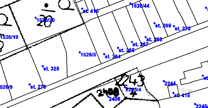 Parcela st. 264 v KÚ Kostomlaty pod Milešovkou, Katastrální mapa