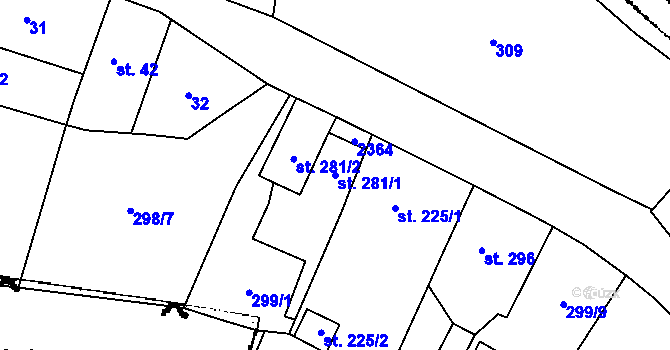 Parcela st. 281/1 v KÚ Kostomlaty pod Milešovkou, Katastrální mapa