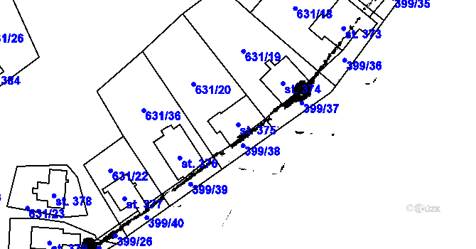 Parcela st. 375 v KÚ Kostomlaty pod Milešovkou, Katastrální mapa