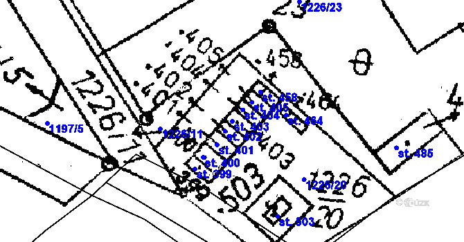 Parcela st. 403 v KÚ Kostomlaty pod Milešovkou, Katastrální mapa