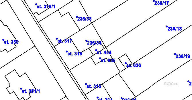Parcela st. 444 v KÚ Kostomlaty pod Milešovkou, Katastrální mapa