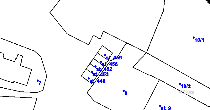 Parcela st. 459 v KÚ Kostomlaty pod Milešovkou, Katastrální mapa