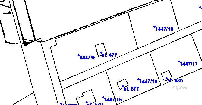 Parcela st. 477 v KÚ Kostomlaty pod Milešovkou, Katastrální mapa